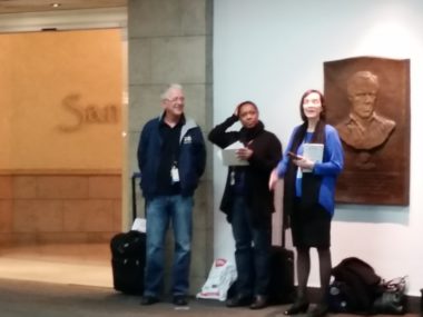 United Flight Attendants Campaigning in Union Election Outside San Francisco United Club